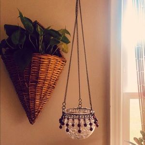 Cracked glass hanging tea light holder
